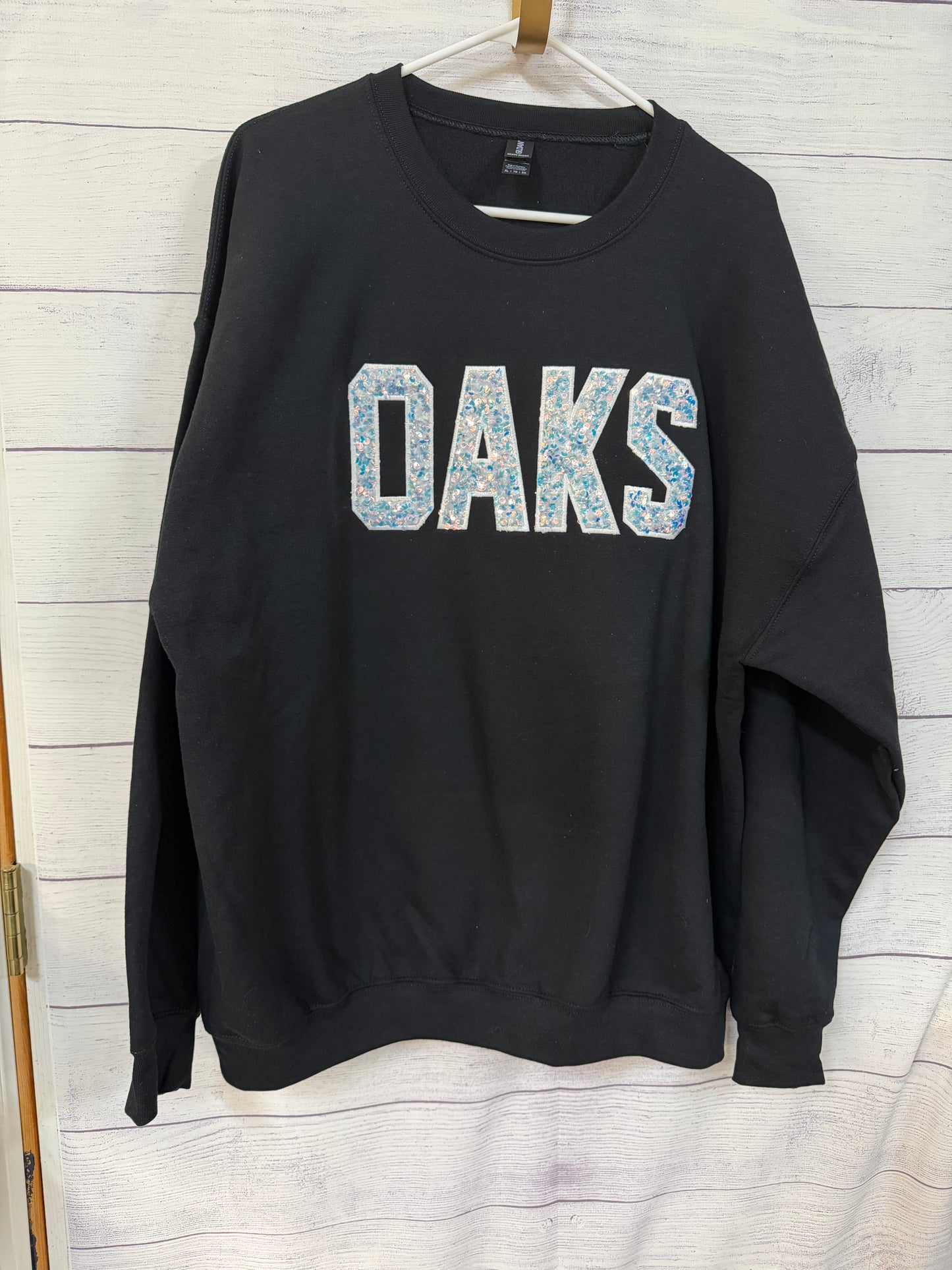 Oaks Sequin Appliqué Crewneck or Hoodie