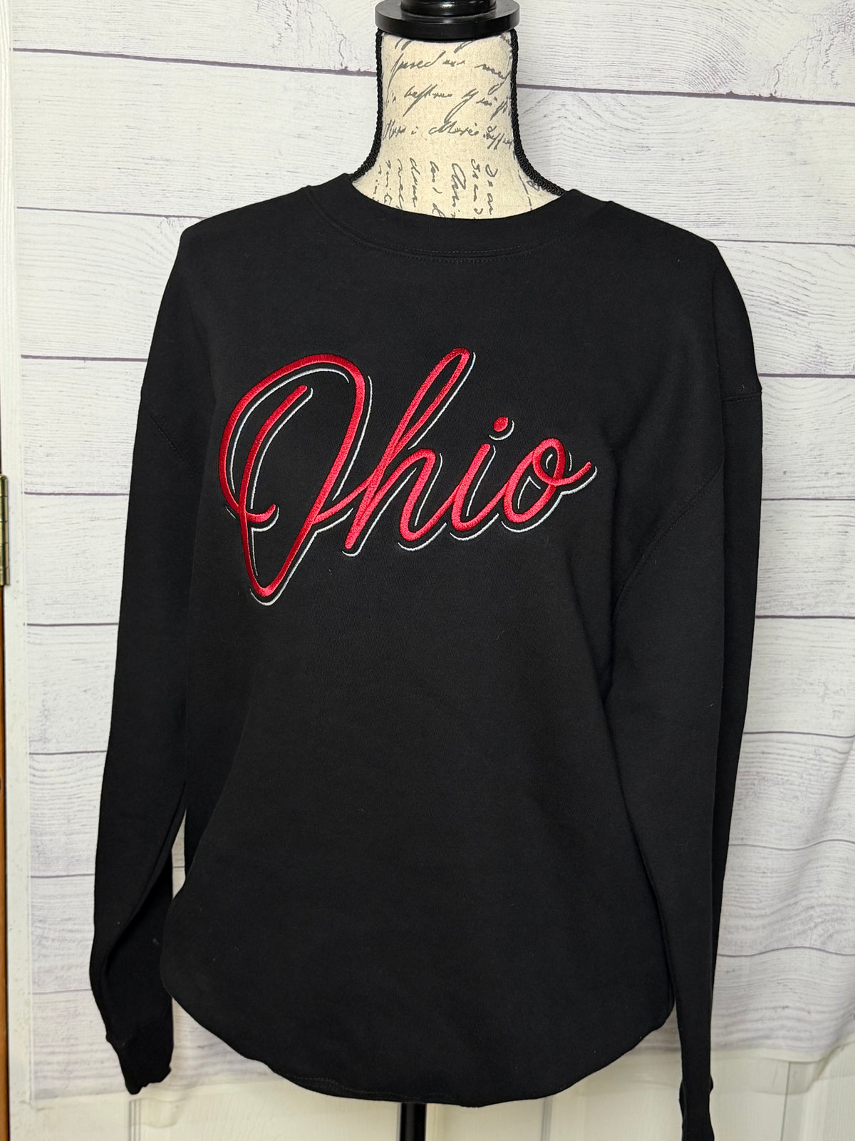 Ohio Script Embroidered Crewneck or Hoodie