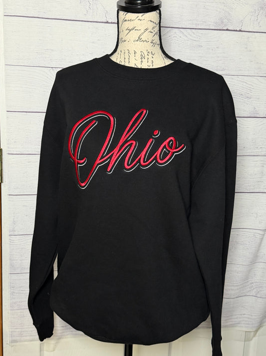 Ohio Script Embroidered Crewneck or Hoodie