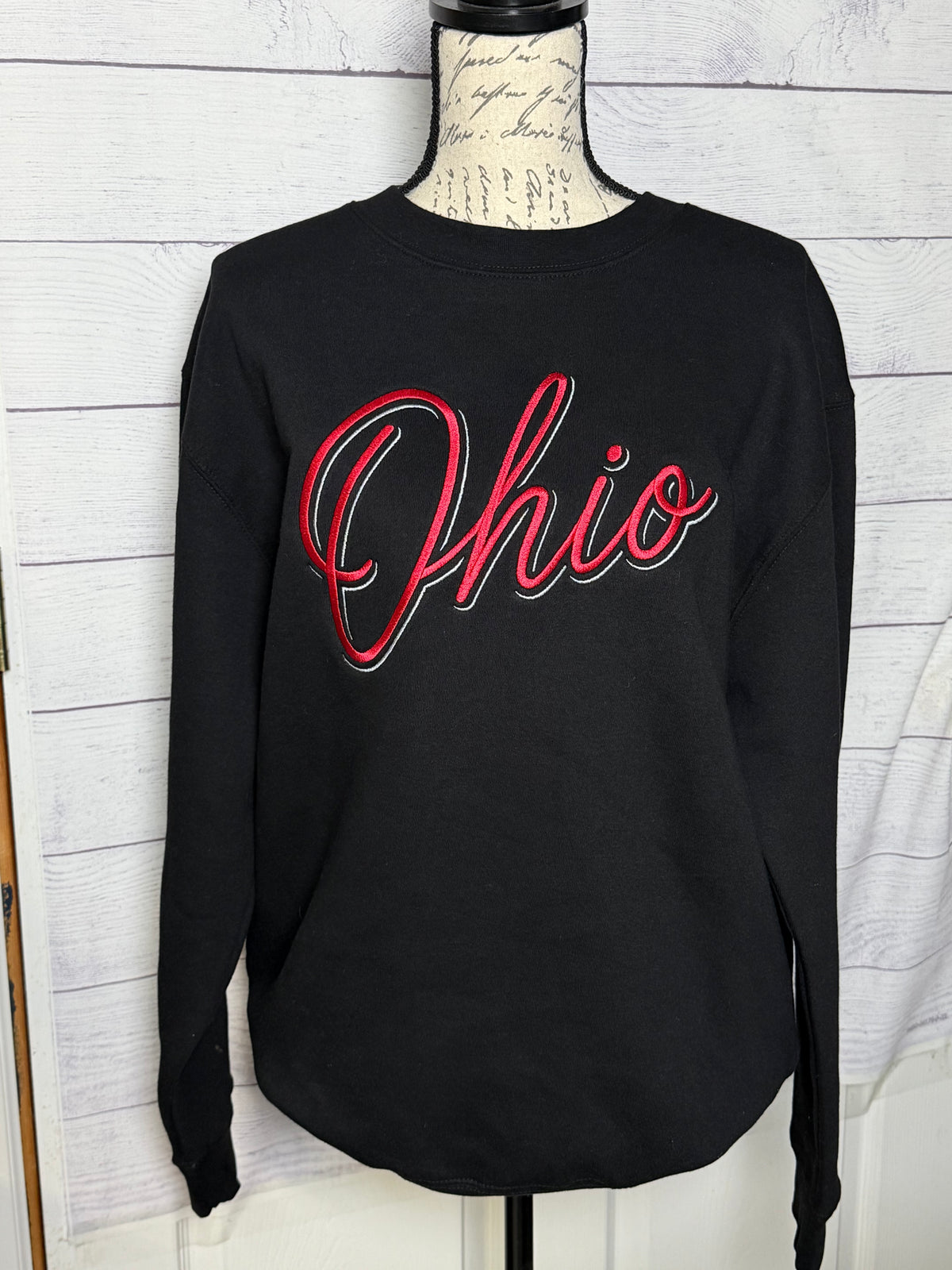 Ohio Script Embroidered Crewneck or Hoodie