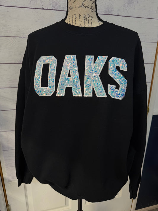 Oaks Sequin Appliqué Crewneck or Hoodie