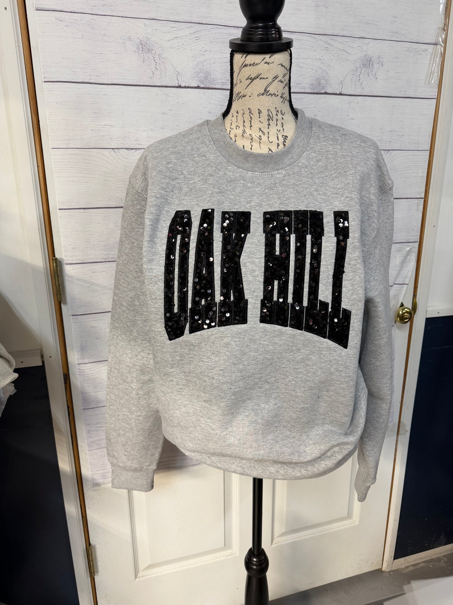 Oak Hill Sequin Appliqué Crewneck or Hoodie