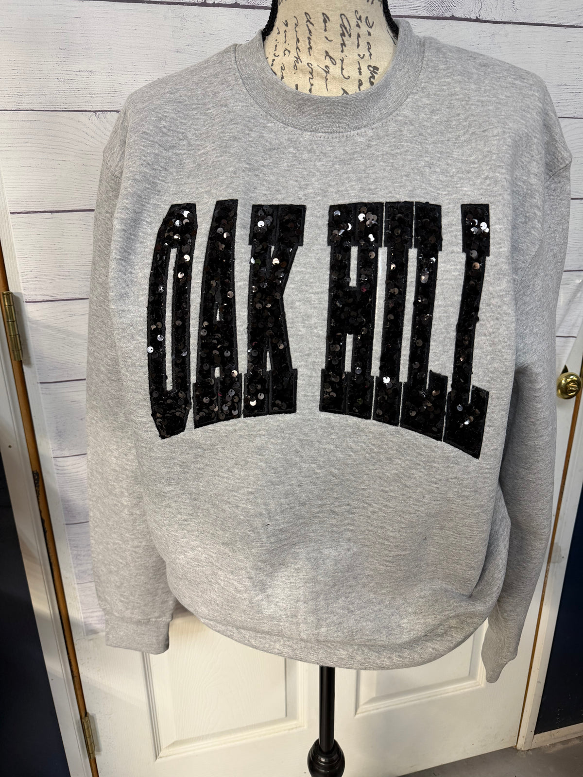 Oak Hill Sequin Appliqué Crewneck or Hoodie