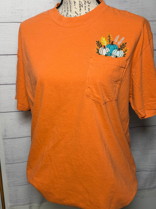Embroidered Pumpkin Patch Comfort Colors Pocket Tee | Comfort Colors
